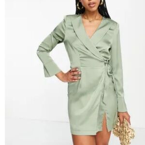 Aria Cove Satin Wrap Dress with split detail